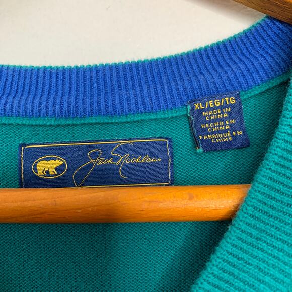 Jack Nicklaus men's teal blue green sleeveless preppy golf sweater vest SZ XL - Picture 7 of 9